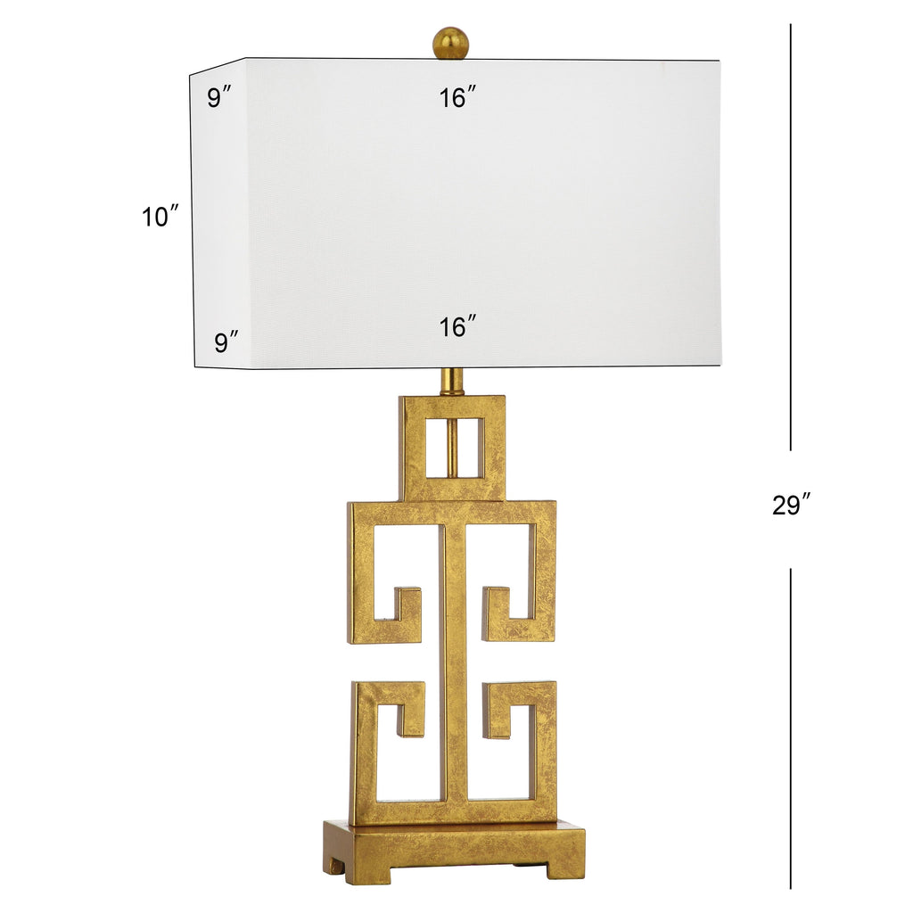 SAFAVIEH Lighting Chantelle Greek Antiqued Gold 29-inch Table Lamp (Set of 2) - 16W x 9D x 29H