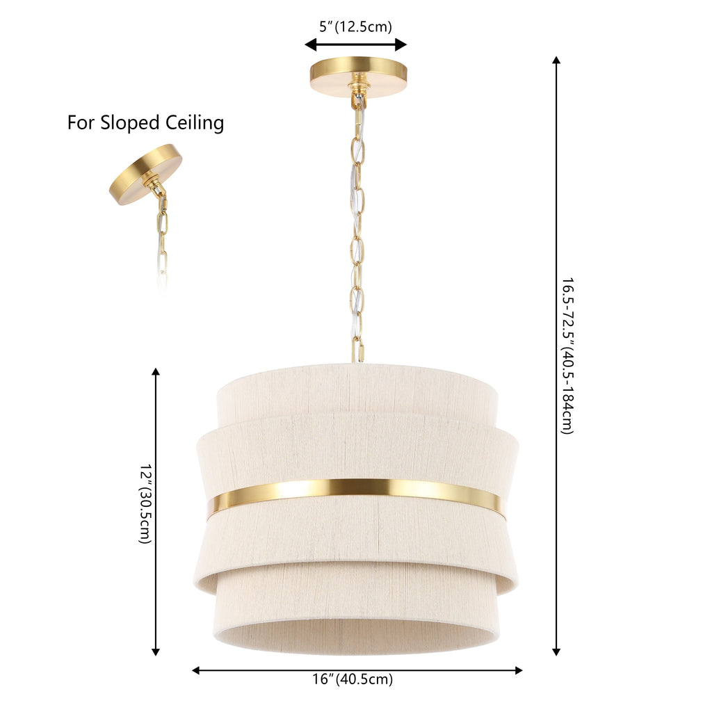 SAFAVIEH Oprea 3-Light Adjustable Hanging Pendant Light Fixture (LED Bulbs Included) - 16 x 16 x 16.5-72.5