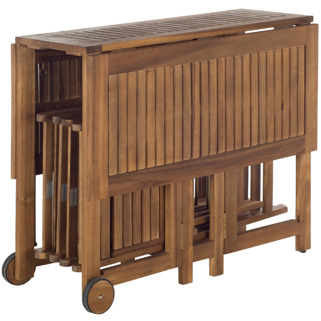 SAFAVIEH Outdoor Brandy 5-Piece Outdoor Dining Table Set - 43Wx35Dx29H