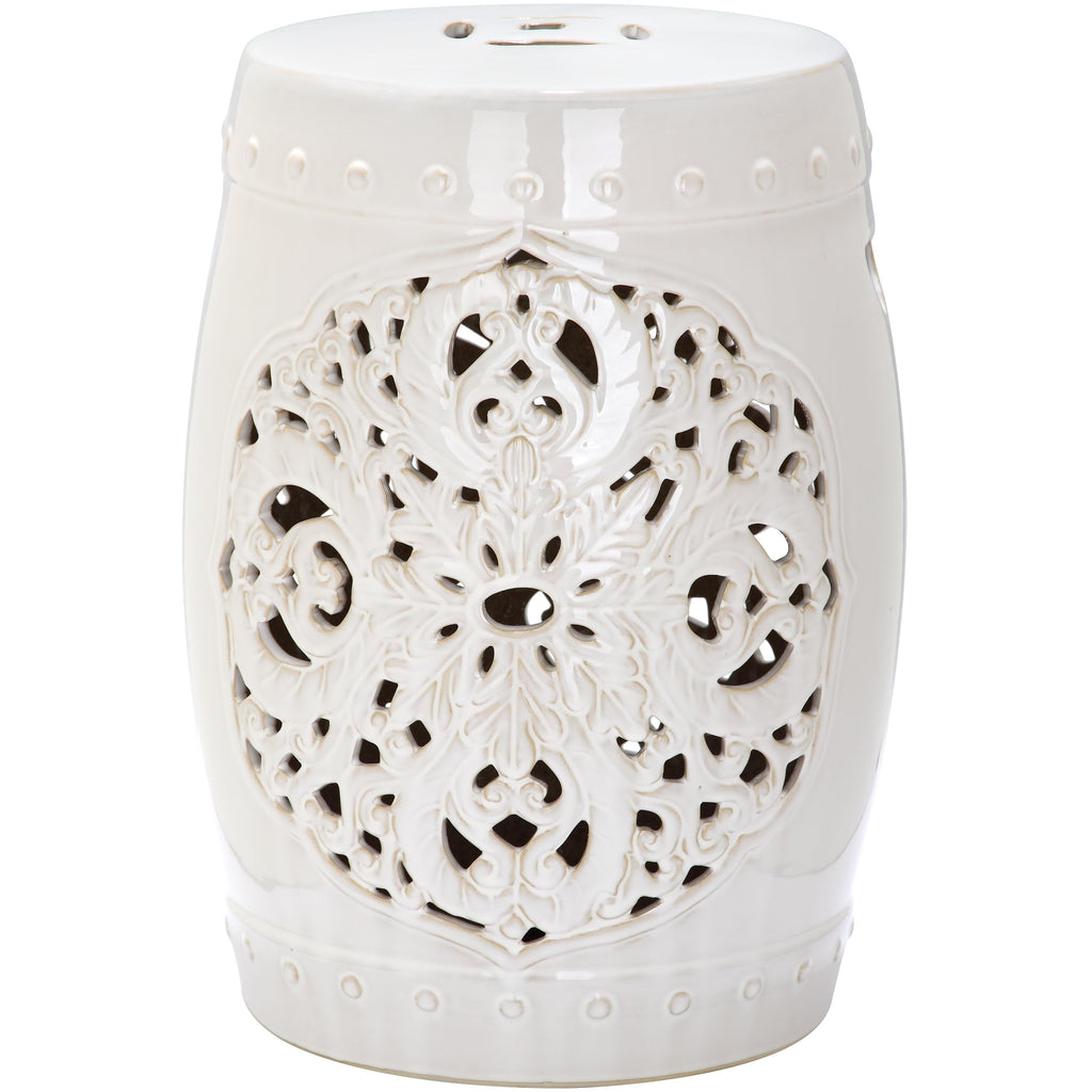 SAFAVIEH Sharareh Antique White Ceramic Decorative Garden Stool