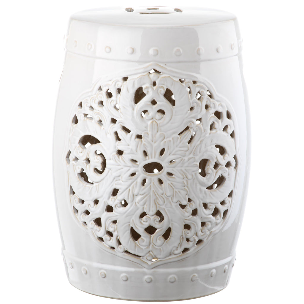 SAFAVIEH Sharareh Antique White Ceramic Decorative Garden Stool
