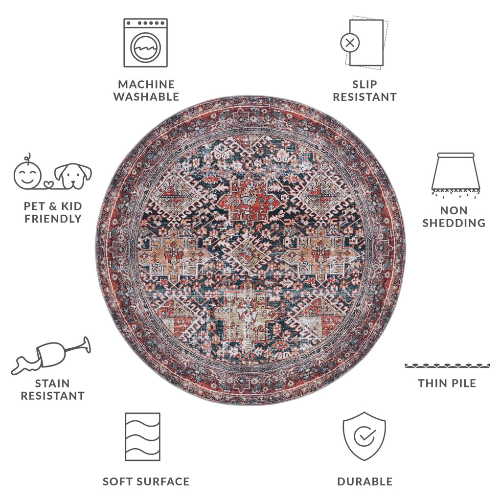 SAFAVIEH Tucson Machine Washable Slip Resistant Eldora Traditional Rug