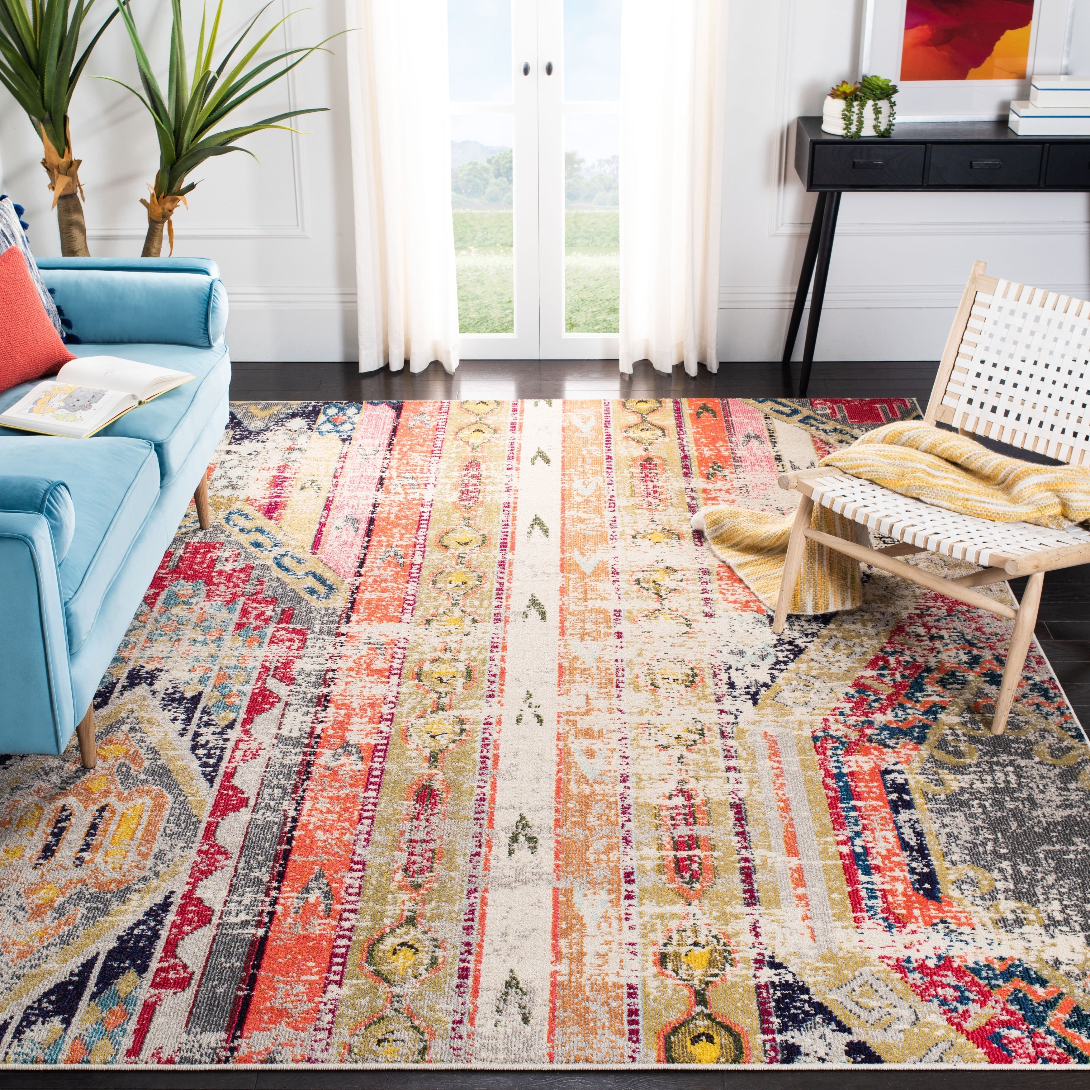SAFAVIEH, Madison Sonya Abstract Boho Distressed Rug