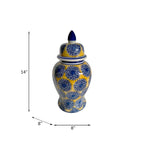 Sagebrook Home Patterned Eclectic Temple Jar with Lid