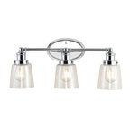 Sandrine 3-Light Iron/Seeded Glass Classic Cottage LED Vanity Light, by JONATHAN Y
