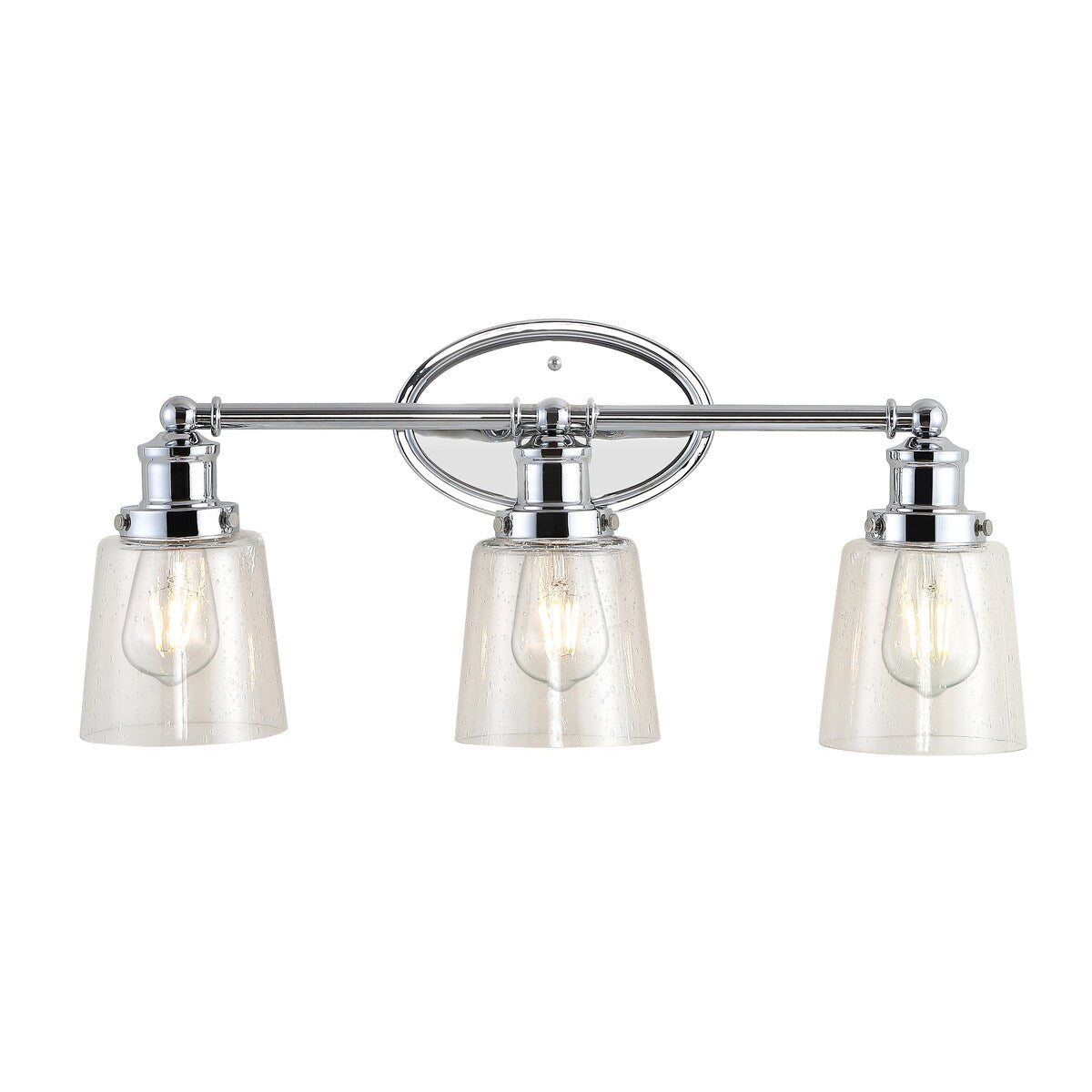 Sandrine 3-Light Iron/Seeded Glass Classic Cottage LED Vanity Light, by JONATHAN Y