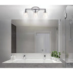 Sandrine 3-Light Iron/Seeded Glass Classic Cottage LED Vanity Light, by JONATHAN Y