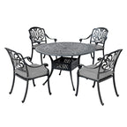 Saratoga 5pc Aluminum Round Dining Set with Sunbrella Cushions - Best Outdoor Furniture