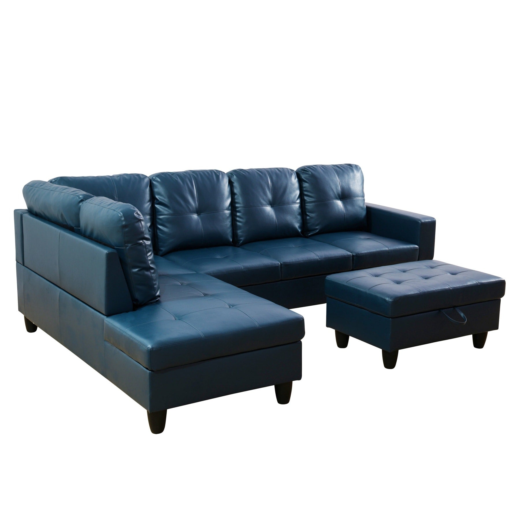Semi PU Synthetic Leather 3-Piece Couch Living Room Sofa Set