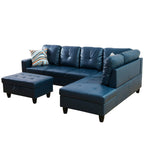 Semi PU Synthetic Leather 3-Piece Couch Living Room Sofa Set