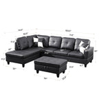 Semi PU Synthetic Leather 3-Piece Couch Living Room Sofa Set