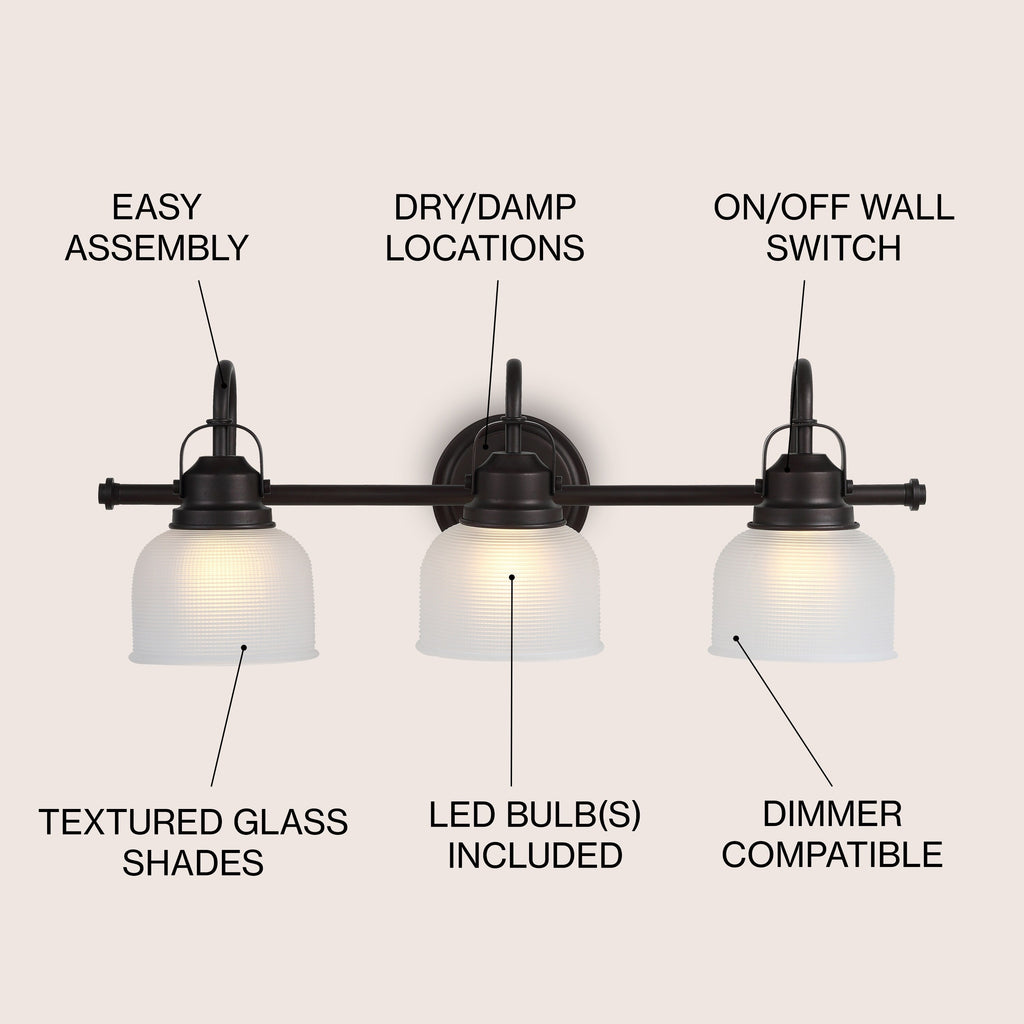 Shirley Metal/Glass LED Vanity Light, by JONATHAN Y