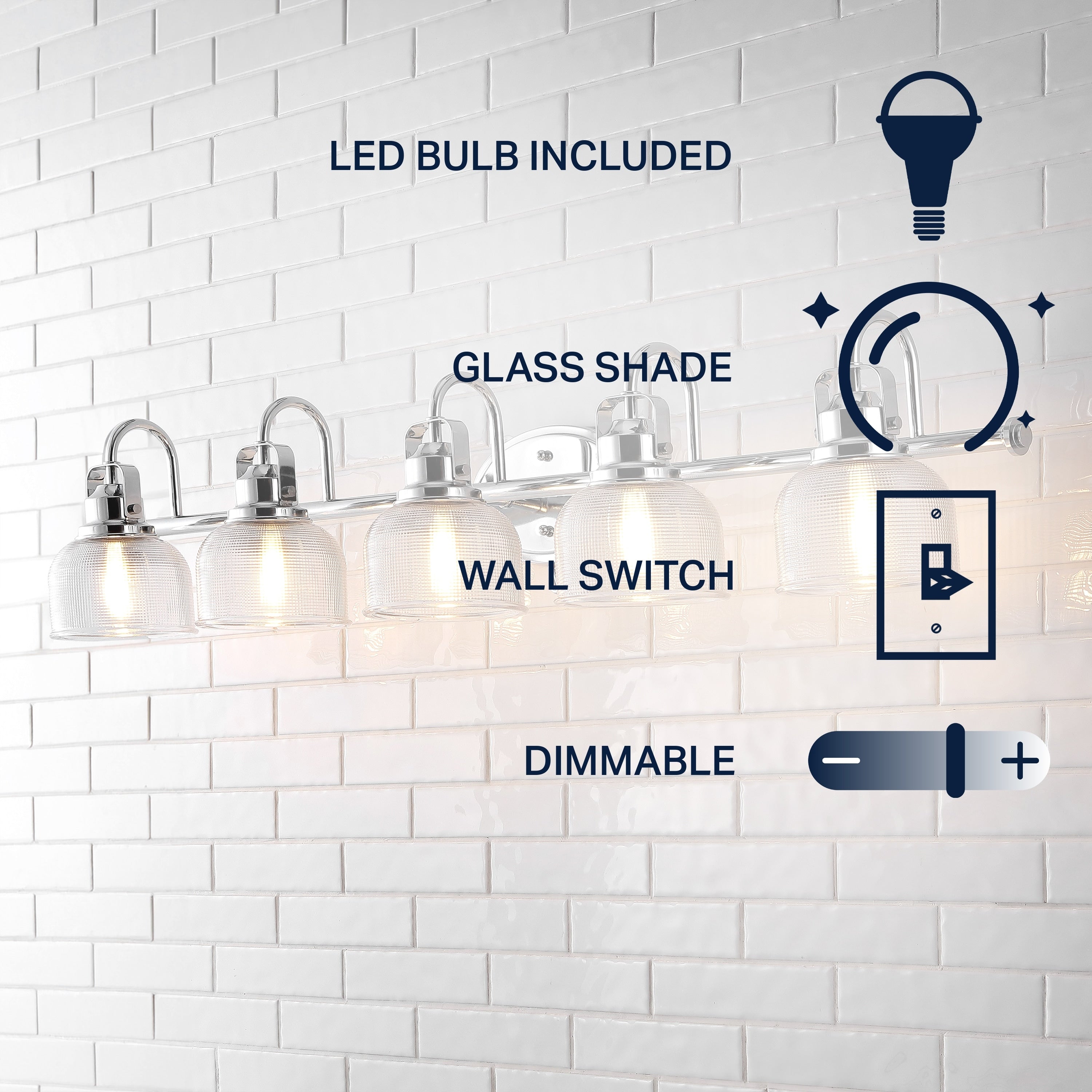 Shirley Metal/Glass LED Vanity Light, by JONATHAN Y