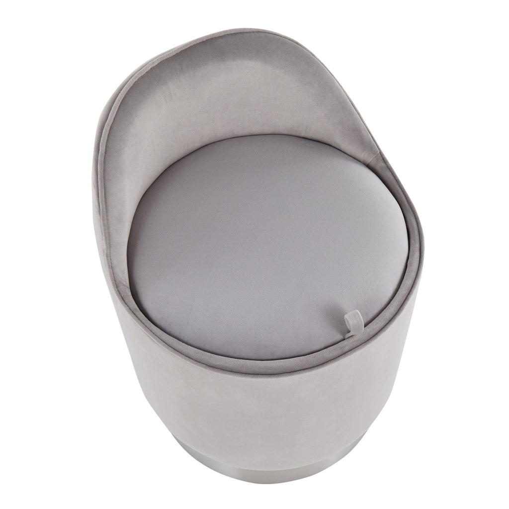 Silver Orchid Corday Swivel Velvet Vanity Stool