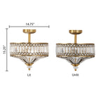 Silver Orchid Furey Bronze/Gold Tiered Glass Semi-flush Lighting Fixture - 14.75L x 14.75W x 15.25H