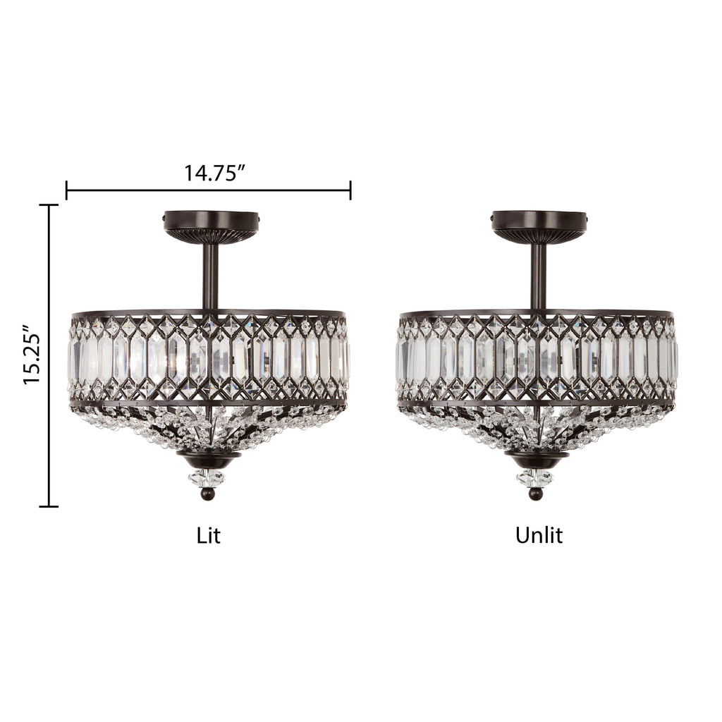 Silver Orchid Furey Bronze/Gold Tiered Glass Semi-flush Lighting Fixture - 14.75L x 14.75W x 15.25H