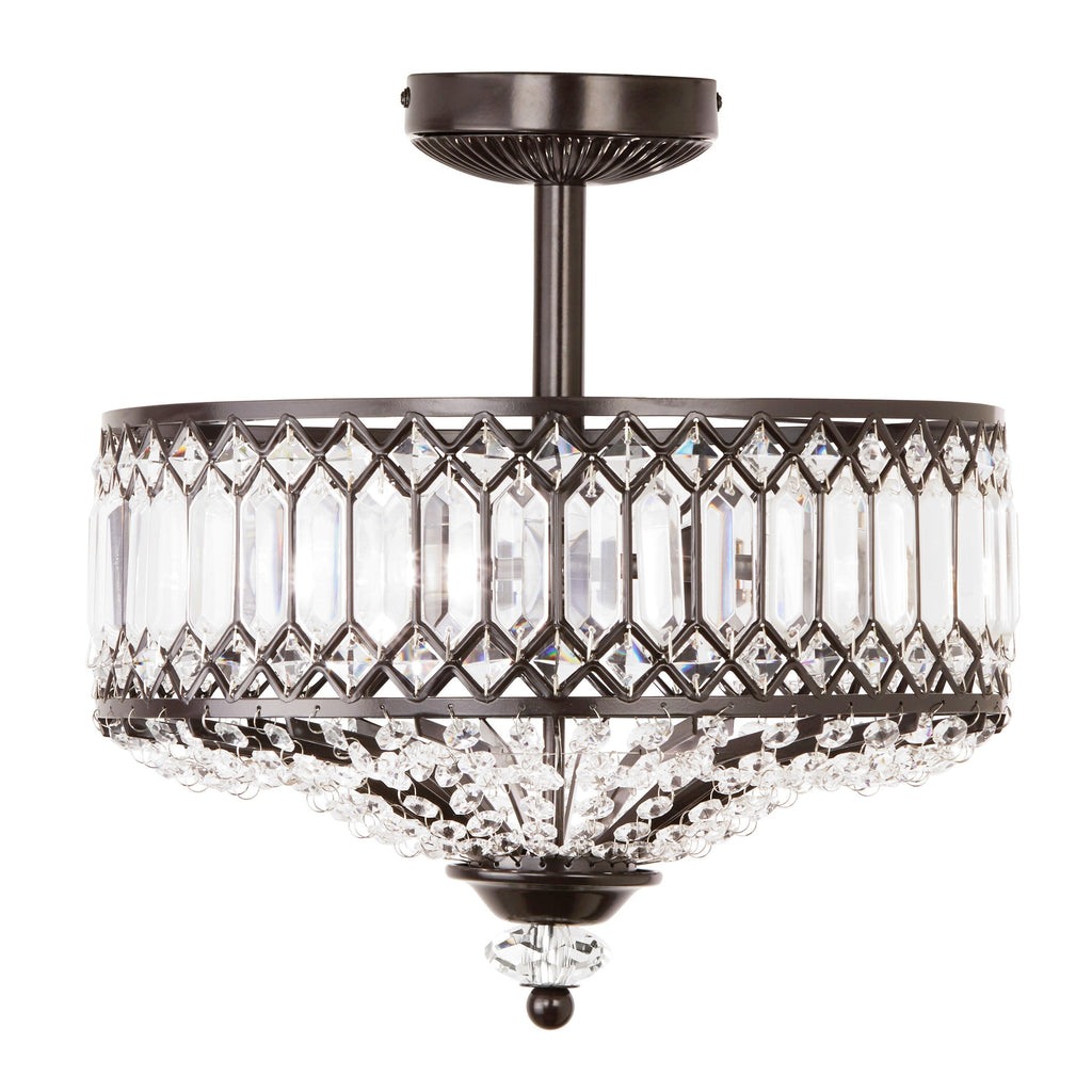 Silver Orchid Furey Bronze/Gold Tiered Glass Semi-flush Lighting Fixture - 14.75L x 14.75W x 15.25H