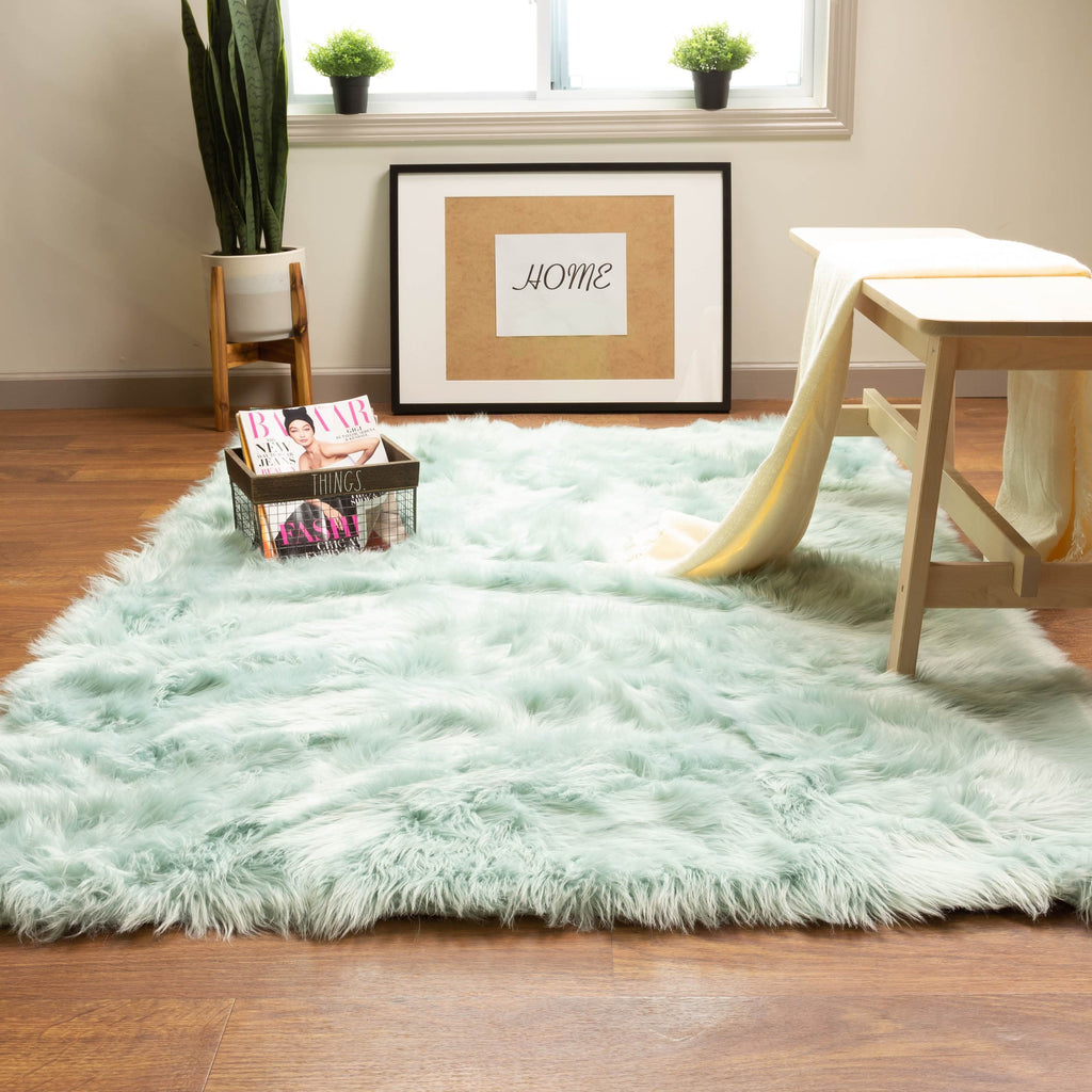 Silver Orchid Parrott Faux Fur Sheepskin Area Rug