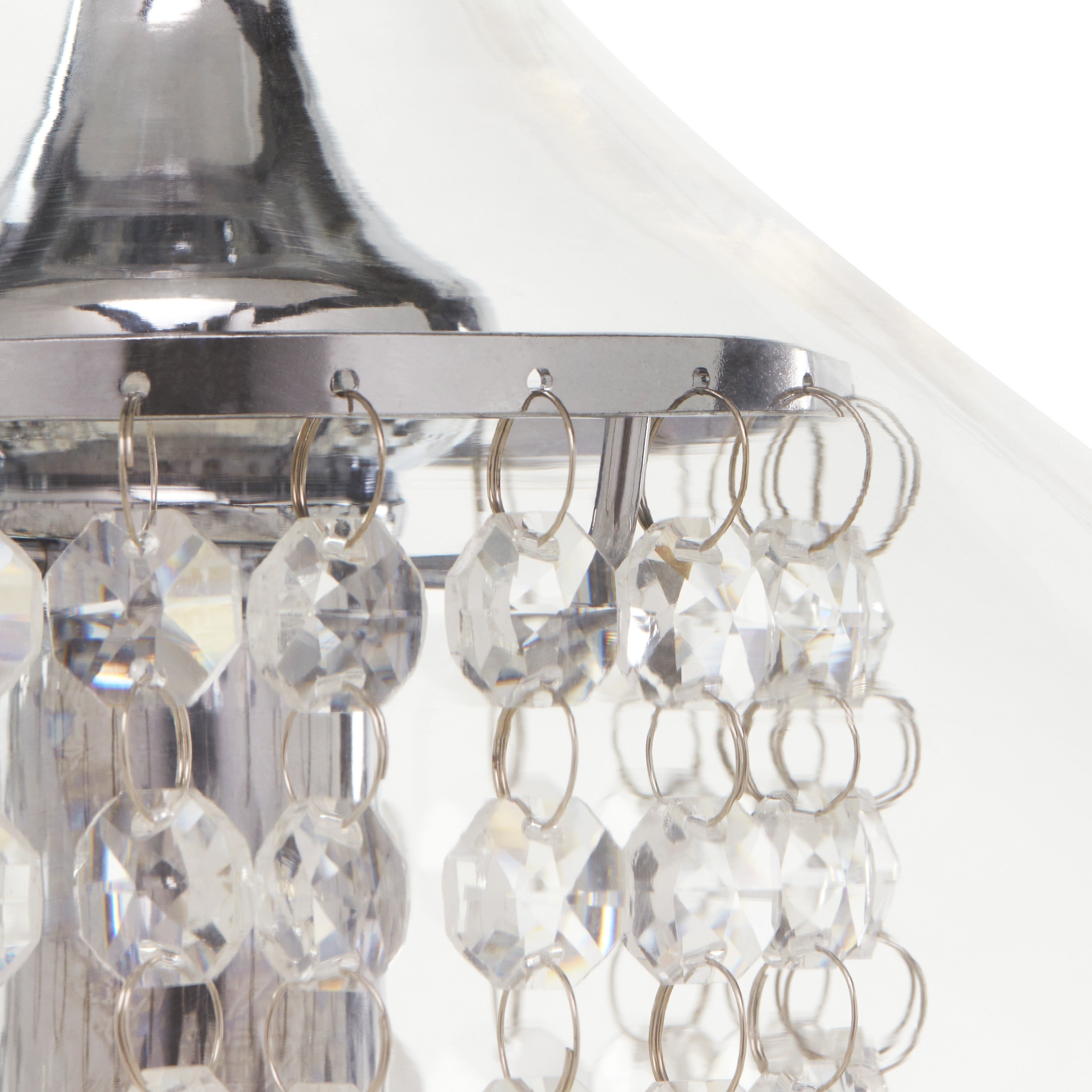 Silver Orchid Wallock Glass and Faceted Crystal Glass Jewels Plug-in and Hardwire Hanging Pendant