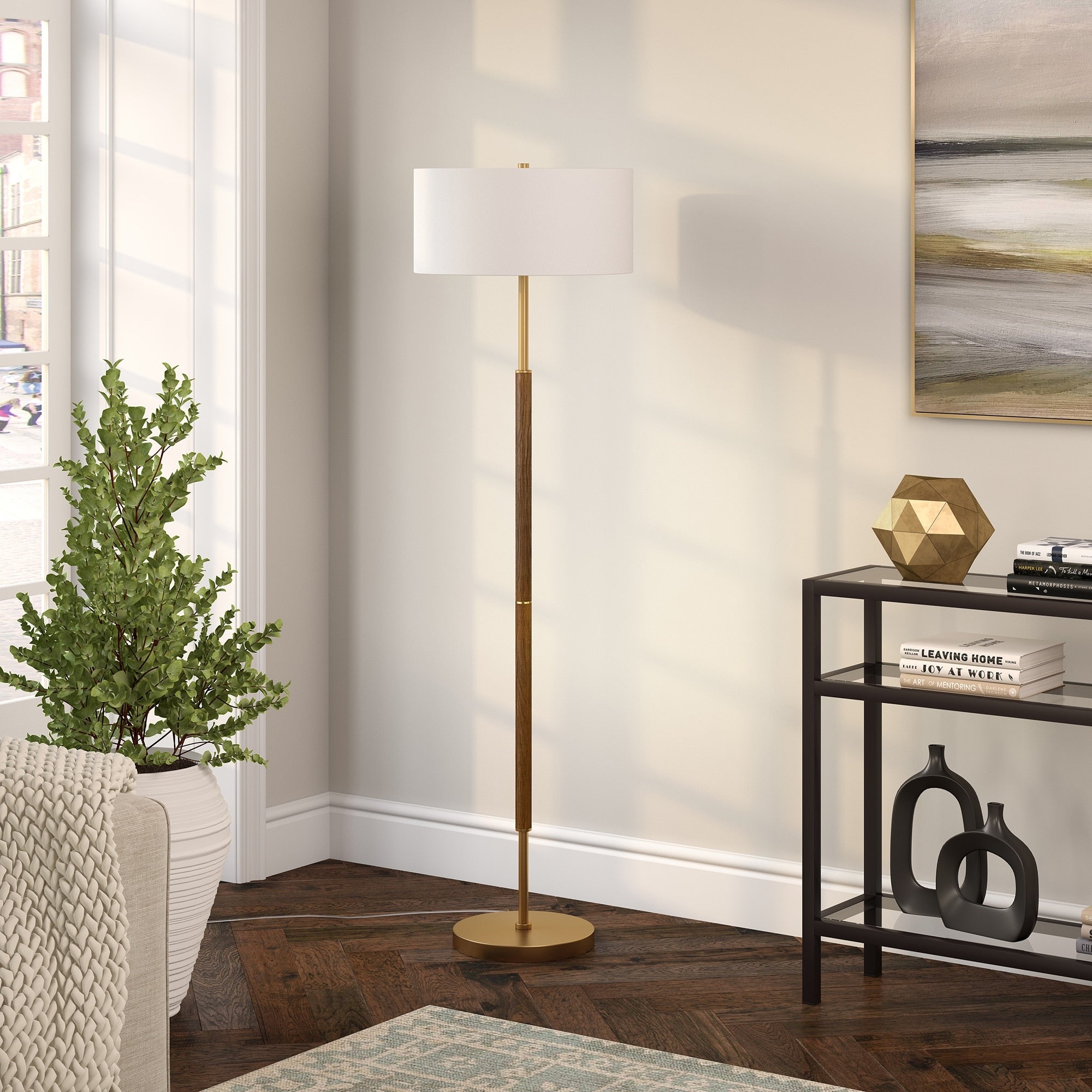 Simone 2-Light Floor Lamp with Fabric Shade