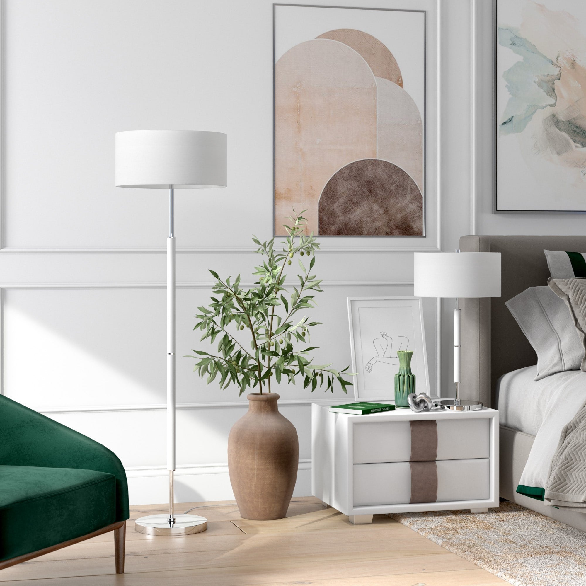 Simone 2-Light Floor Lamp with Fabric Shade