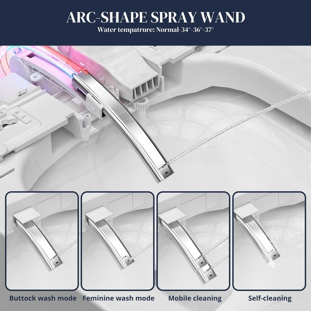 Smart Toilet, One Piece Bidet Toilet for Bathrooms,Modern Elongated Toilet with Warm Water,Dual Auto Flush,Foot Sensor Operation