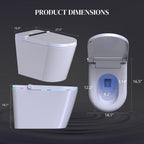 Smart Toilet, One Piece Bidet Toilet for Bathrooms,Modern Elongated Toilet with Warm Water,Dual Auto Flush,Foot Sensor Operation
