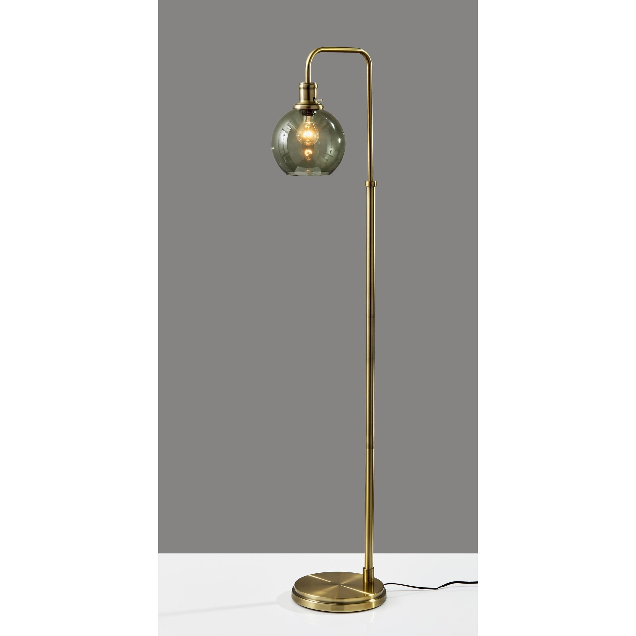 Smoked Glass Floor Lamp - Brass