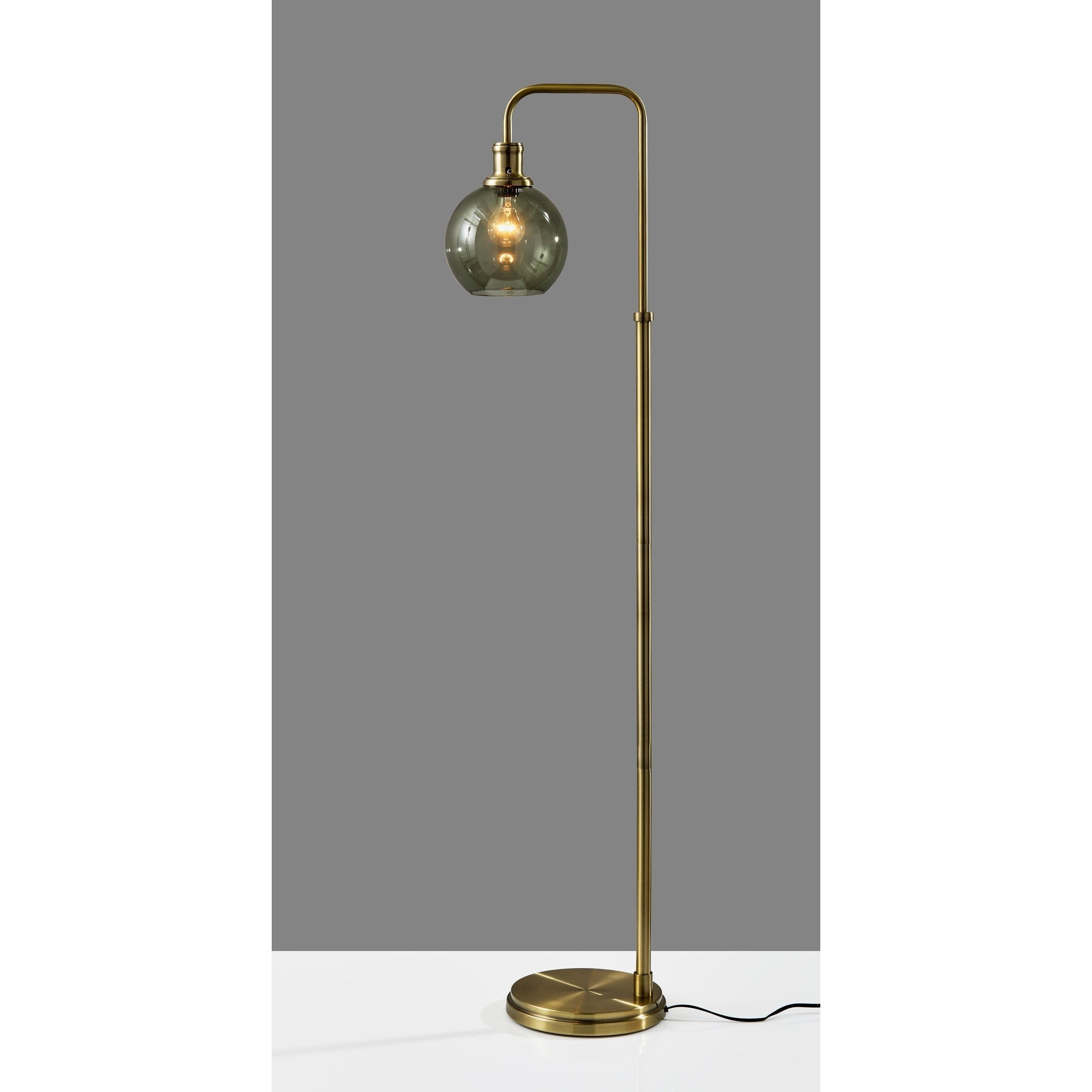 Smoked Glass Floor Lamp - Brass