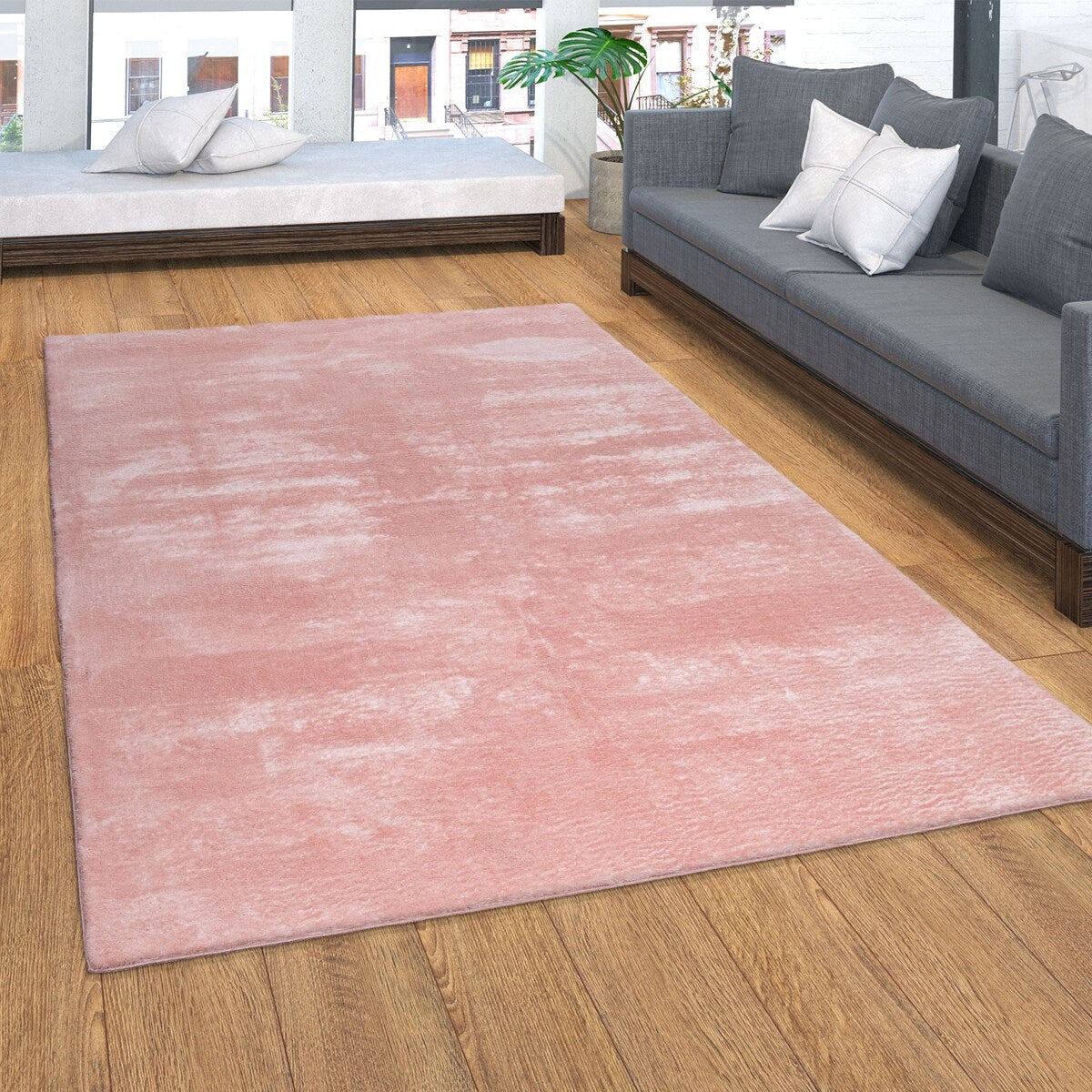 Soft Washable Area Rug with Anti-Slip Backing in solid Colors