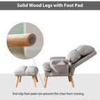 Soft Fabric Casual Living Room Armchair With Adjustable Backrest And Legs Stool