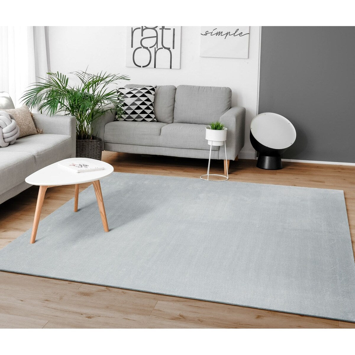 Soft Washable Area Rug with Anti-Slip Backing in solid Colors