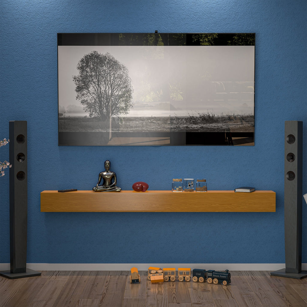 Solid Pine Wall Mounted Fireplace Mantel Floating Shelf