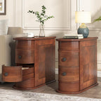 Solid Wood Chairside End Table, Two-Drawer Narrow Side Table Slim