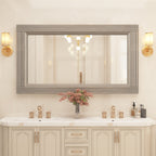Solid Wood Frame Flat Bathroom Mirror
