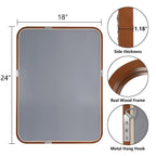 Round Corner Rectangle Farm Wall Mirror with Solid Wood Frame