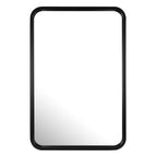 Round Corner Rectangle Farm Wall Mirror with Solid Wood Frame