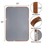 Round Corner Rectangle Farm Wall Mirror with Solid Wood Frame