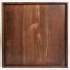 KINWELL Square Black Walnut Wood Serving Tray Ottoman Tray with Handles