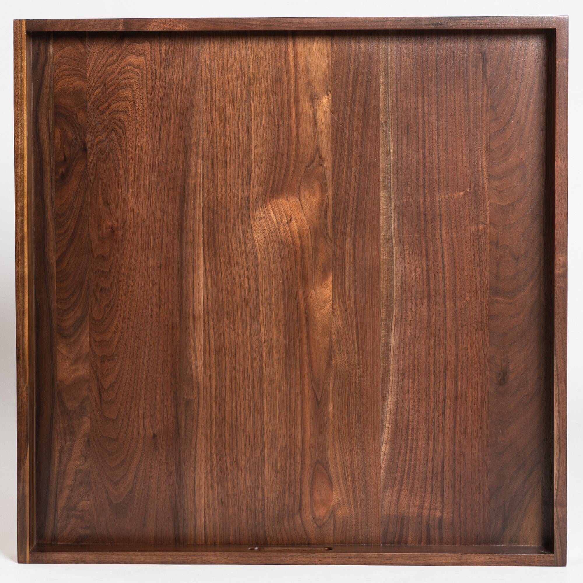 KINWELL Square Black Walnut Wood Serving Tray Ottoman Tray with Handles