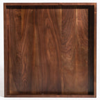 KINWELL Square Black Walnut Wood Serving Tray Ottoman Tray with Handles