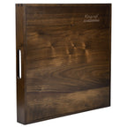 KINWELL Square Black Walnut Wood Serving Tray Ottoman Tray with Handles
