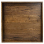 KINWELL Square Black Walnut Wood Serving Tray Ottoman Tray with Handles