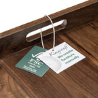 KINWELL Square Black Walnut Wood Serving Tray Ottoman Tray with Handles