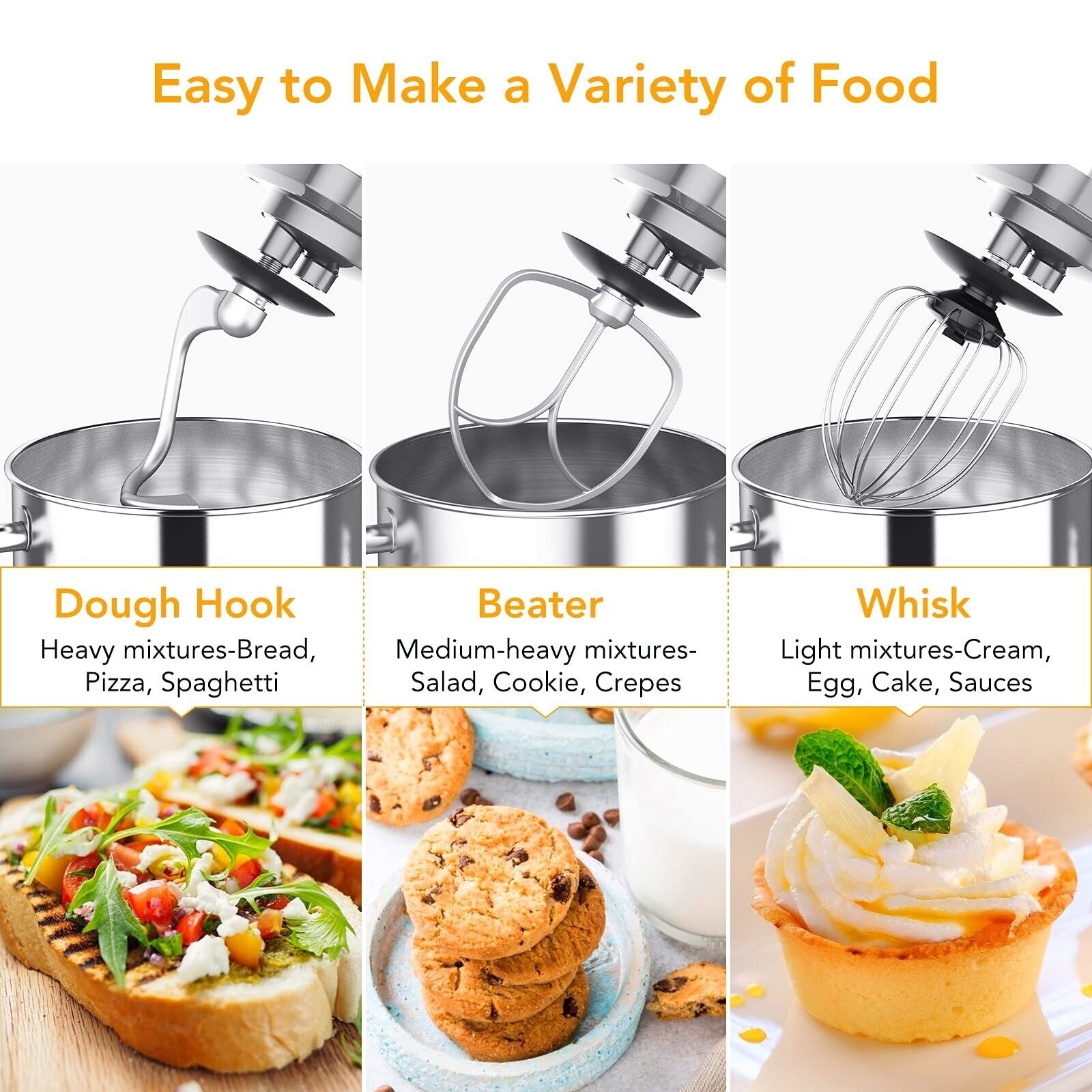 Stand Mixer - 7.5QT Capacity, 10-Speed Settings, 660W Motor