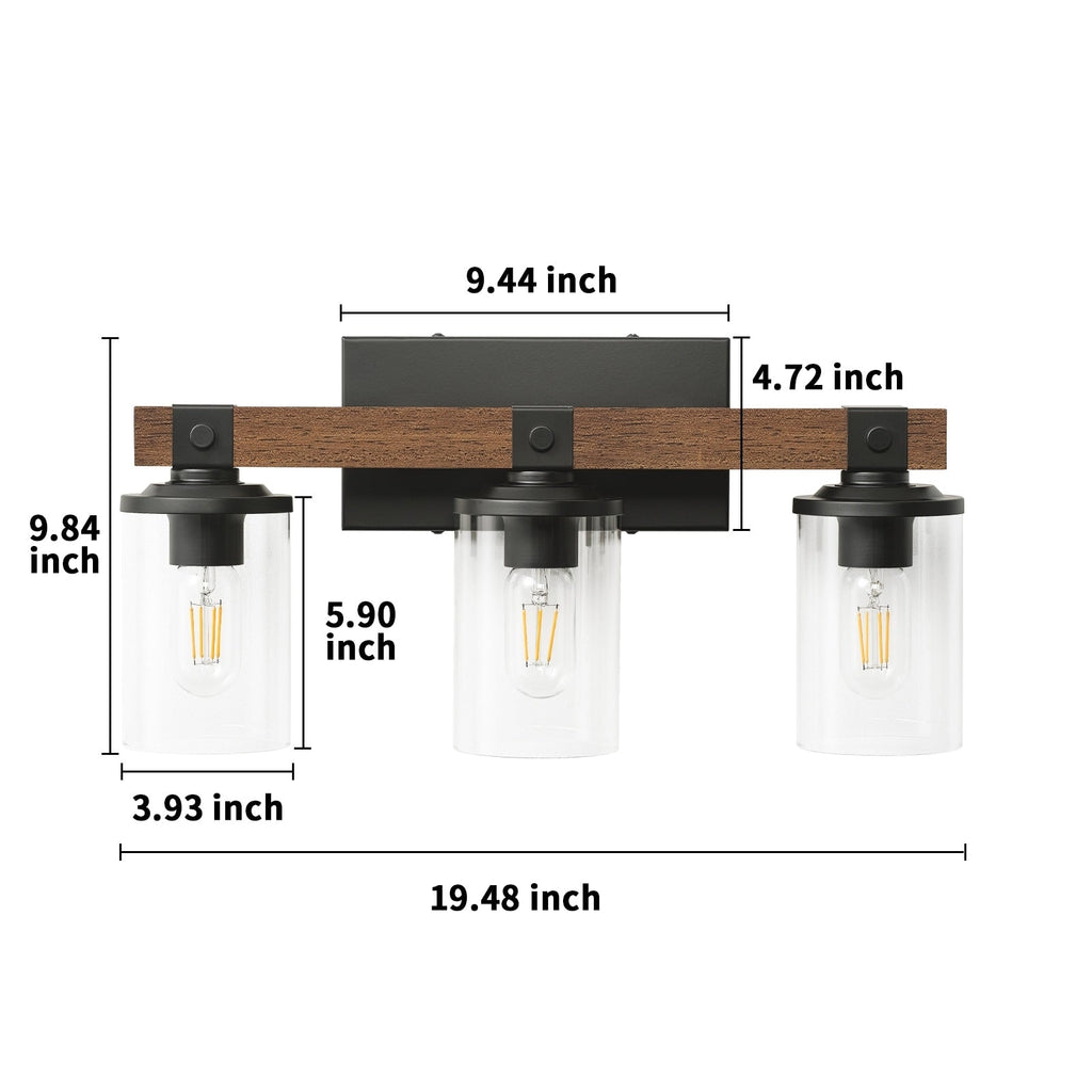 Starsky 2/3/4-Light Modern Farmhouse Dimmable Bathroom Glass Vanity Light with Clear Cylinder Shade