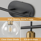 Starsky 4-Lights Modern Dimmable Bathroom Vanity Light with Globe Glass Shade