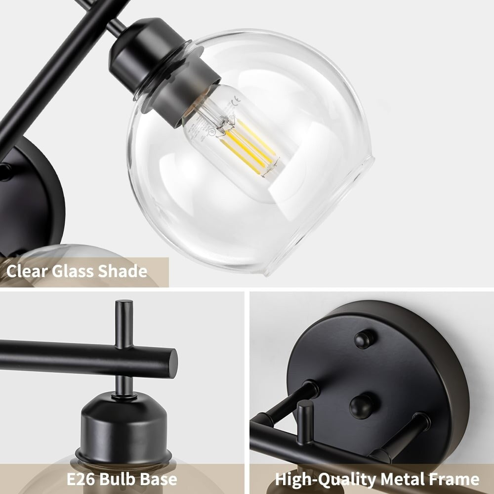 Starsky 4-Lights Modern Dimmable Bathroom Vanity Light with Globe Glass Shade