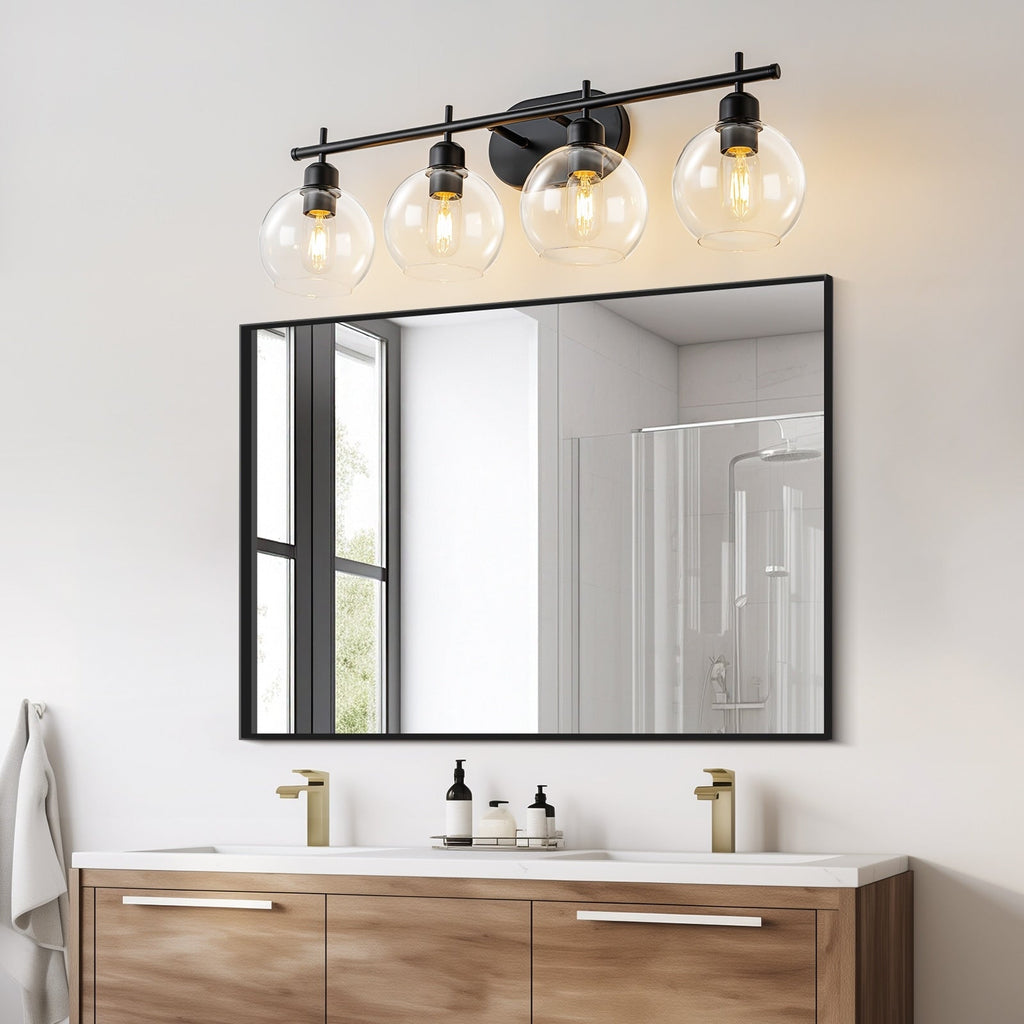 Starsky 4-Lights Modern Dimmable Bathroom Vanity Light with Globe Glass Shade