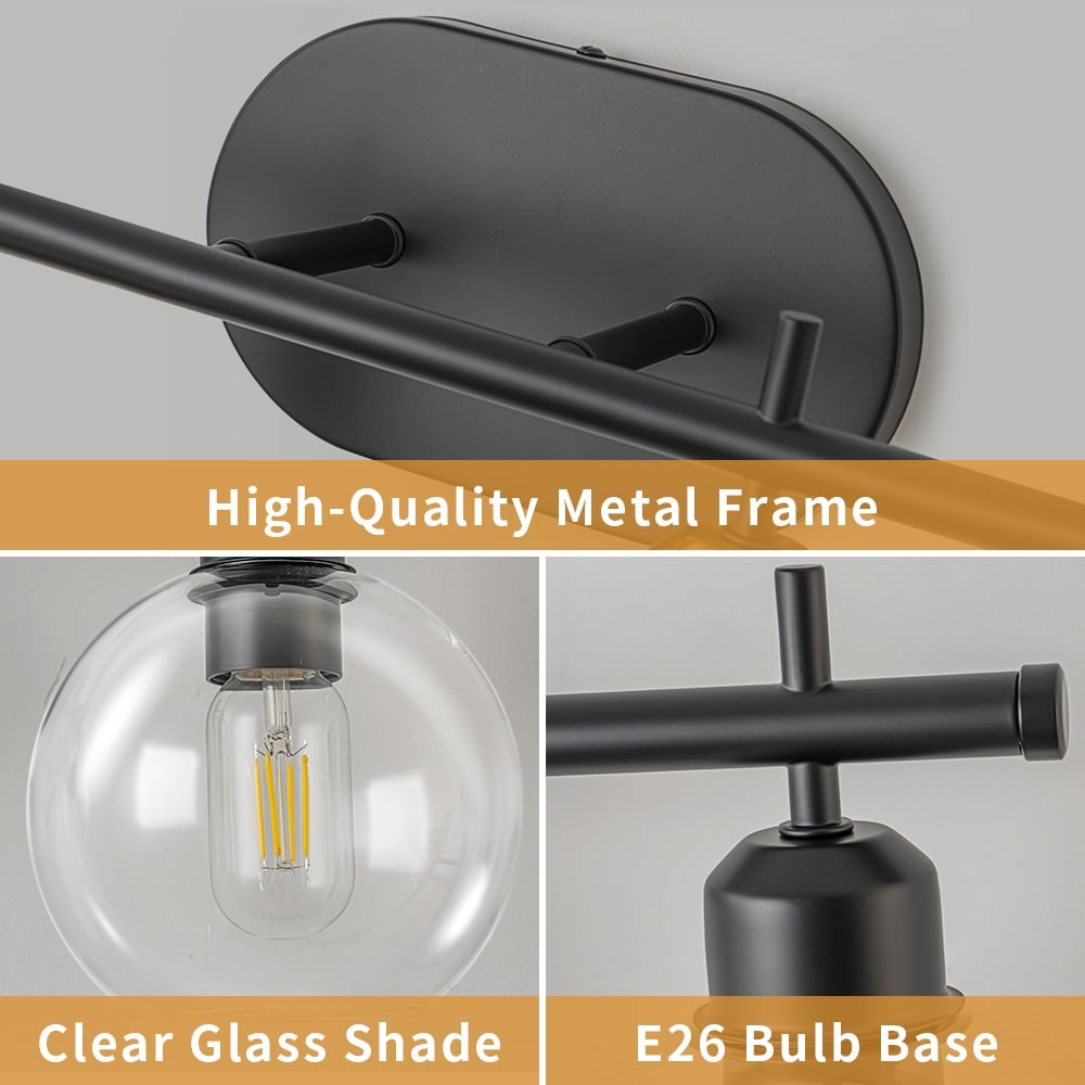 Starsky 4-Lights Modern Dimmable Bathroom Vanity Light with Globe Glass Shade